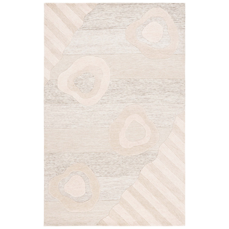 Tapis beige / gris en laine et coton touffetés Wyaconda, Rectangle 6 pi x 9 pi