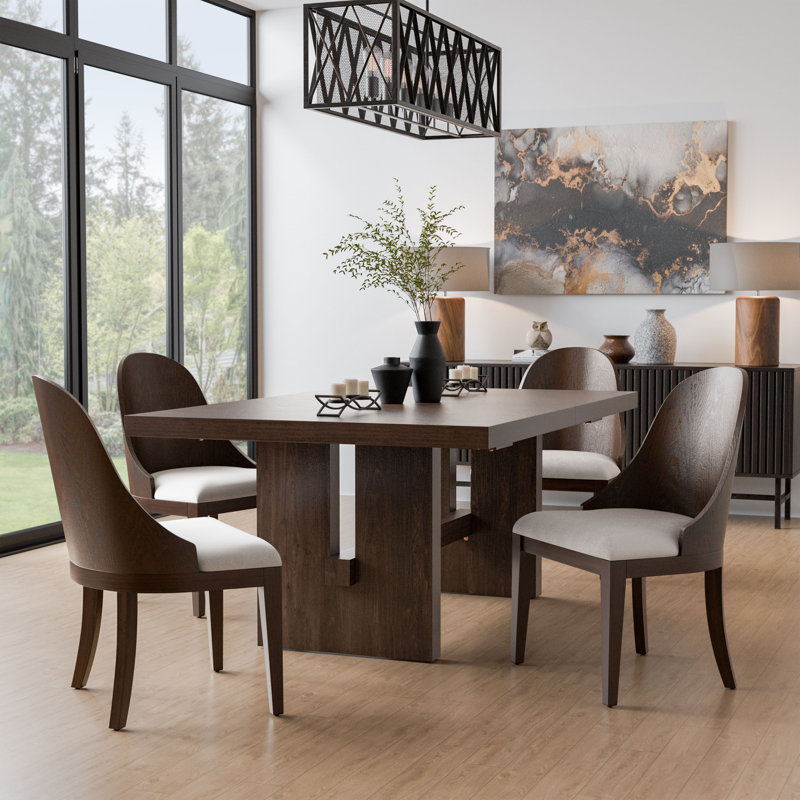 Lakin Dining Table Set, 5 Pieces: Table, 4 Chairs