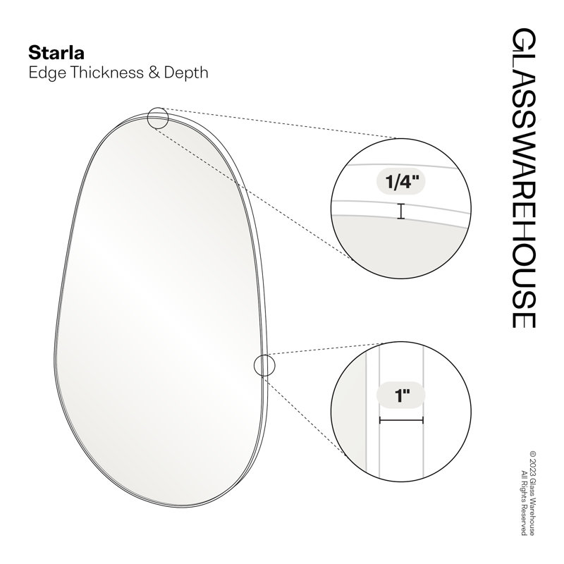 Starla Pebble Mirror, 36" x 59", White, Asymmetrical