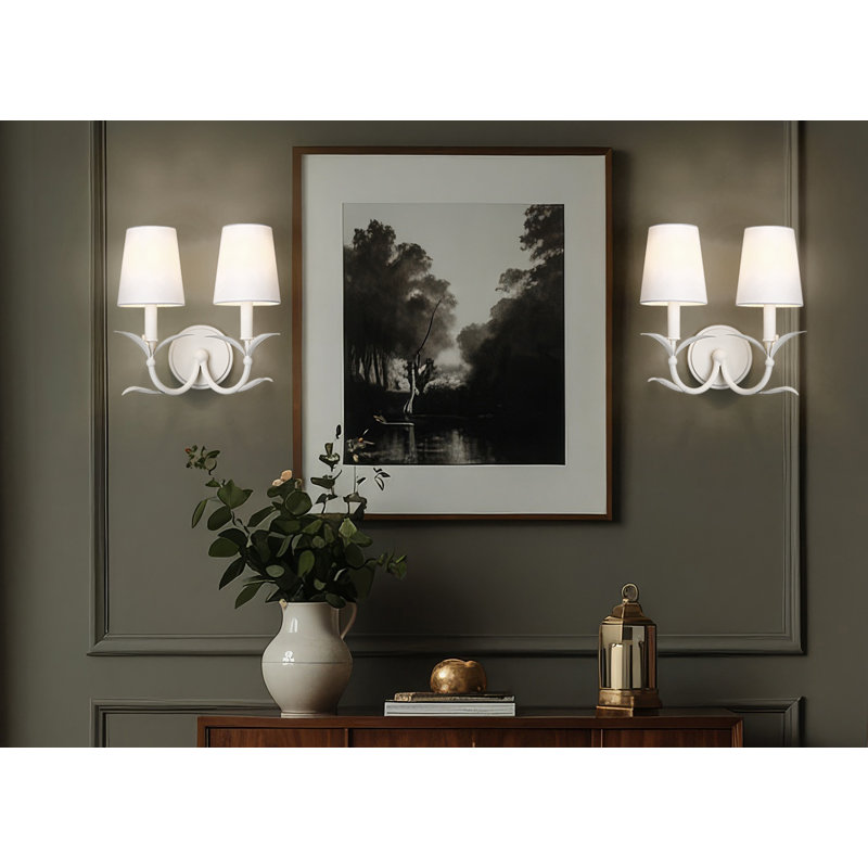 Aslin 12.25 inch Textured White 2 Light Wall Sconce, Textured White