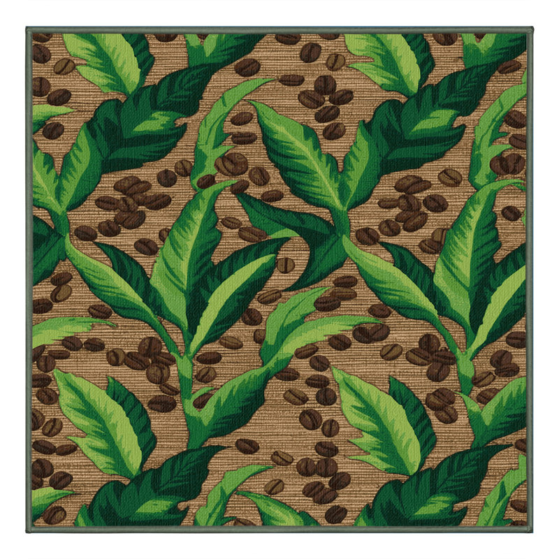  Tapis hawaïen lavable Coffee Plants, Carré 4 pi