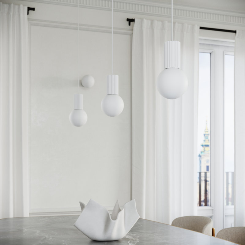 Bernis 1 - Light Brushed Nickel Pendant, White