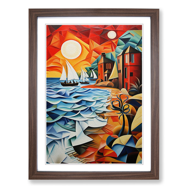 Single Picture Frame Print on Wood, Walnut Framed, 34cm H x 25cm W