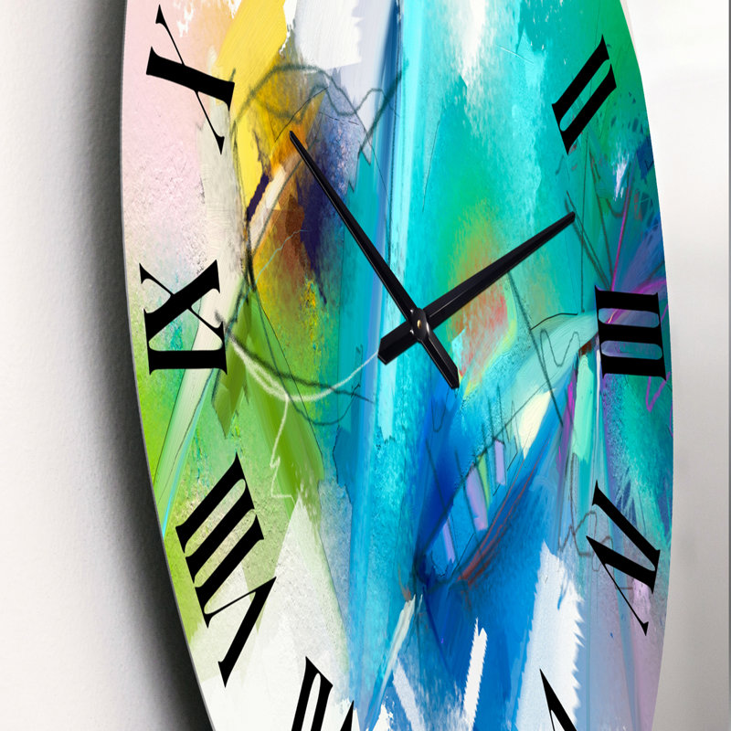 Danse abstraite de différentes nuances de bleu II - horloge murale moderne, Moyen