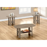 Ensemble de tables basses 3 pièces avec tables de bout | Aspect bois taupe foncé, bords arrondis pour un salon familial