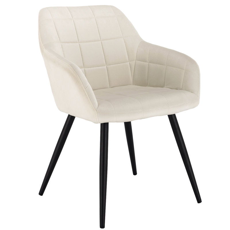 Palumbo Upholstered Dining Chair, 2, White, Black