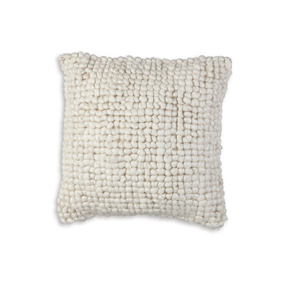 Throw Pillow Set Of 4, 20 Inch, Modern Looped Design, Soft White Cotton