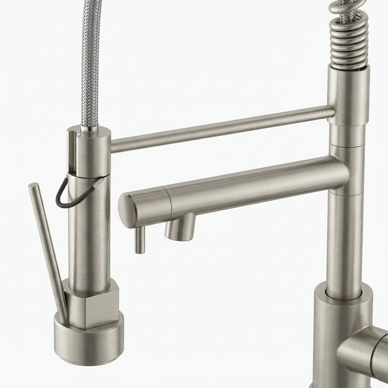 Brushed Nickel Kitchen Faucet With Pull Down Sprayer - Touch On, Single Handle, 2-Function, Stainless Steel, Single Hole Installation | Gift Idea