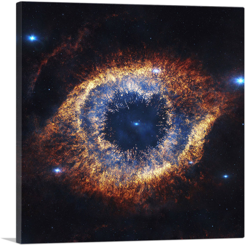 Helix Nebula Orange and Blue Hubble Telescope Ring NASA - Reproduction de photo sur toile tendue, H 18 po x l 18 po x 1,5 po