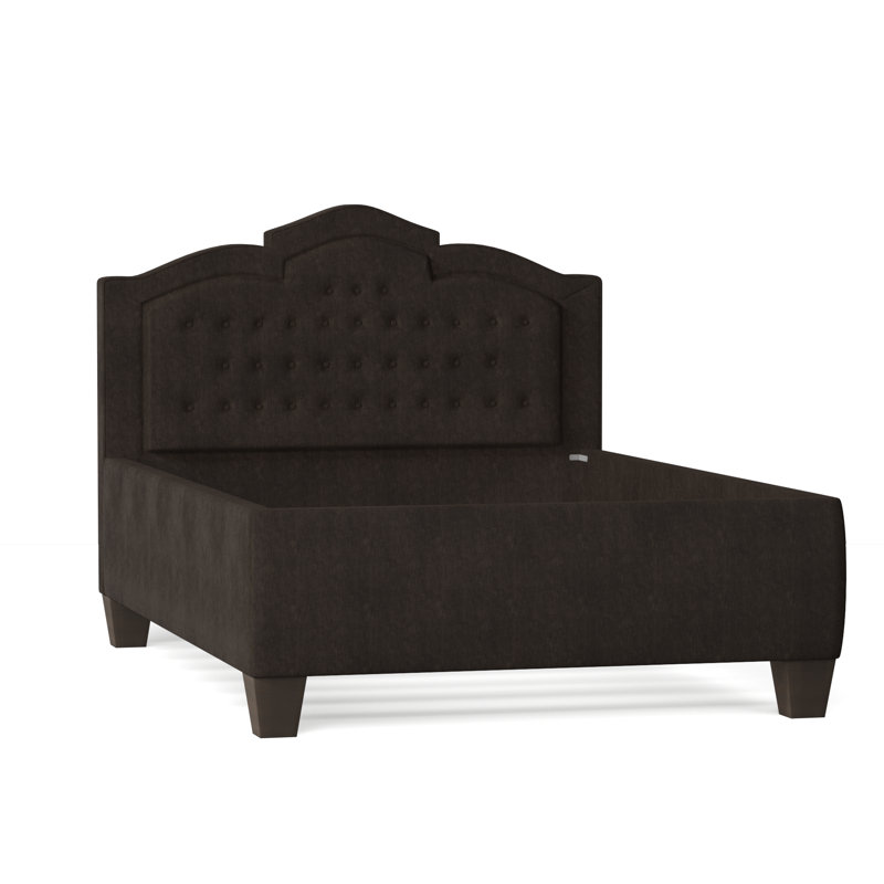 Sheila Upholstered Bed, Queen, Bella Black Performance Velvet, Brown Mahogany