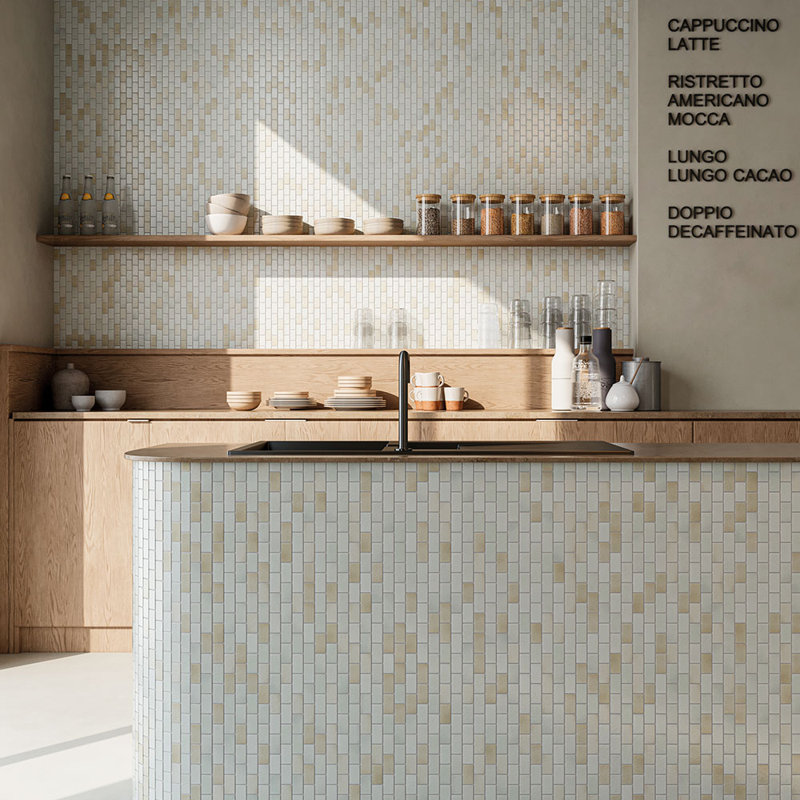 Spectrum Silk Brick 1x2 Recycled Glass Mosaic, Gaia