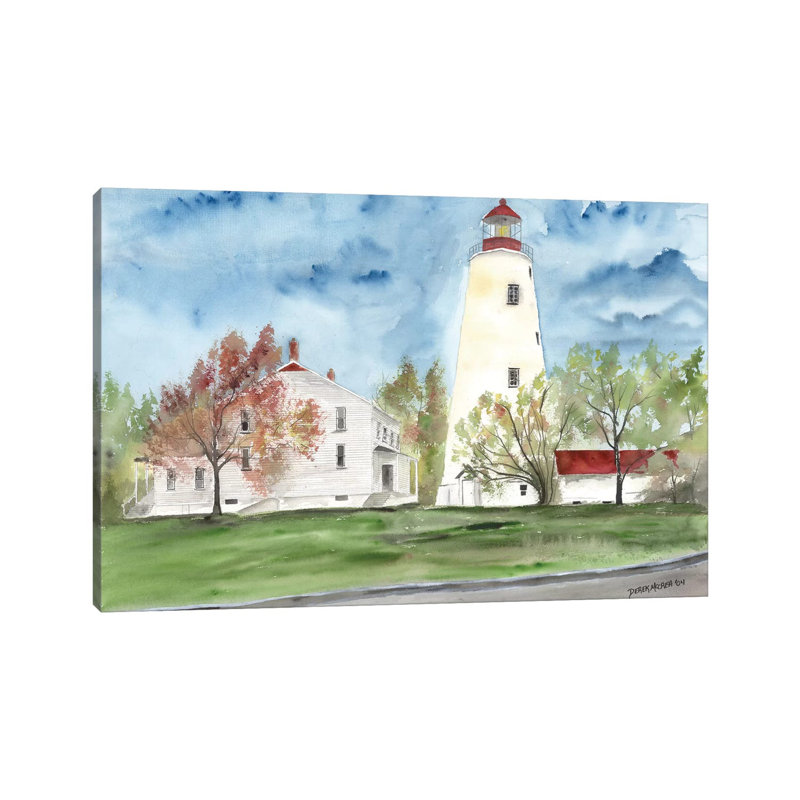 Sandy Hook Lighthouse by Derek McCrea - Wrapped Canvas Painting, 20.32 cm H x 30.48 cm W