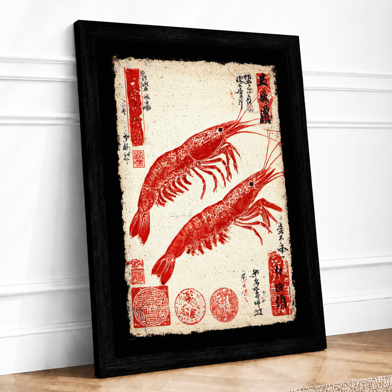 Two Lobsters In Red Japandi - Print, A4 - 29.7 x 21.0 cm, Black
