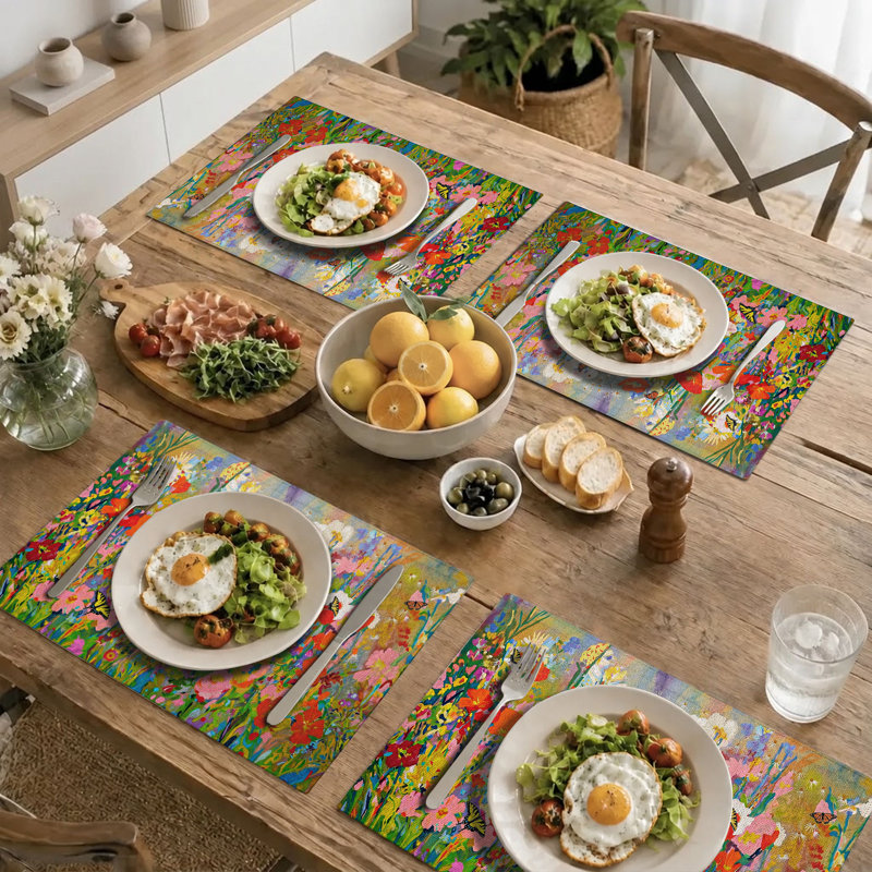 4-Piece Polyester Rectangle Dining Table Placemat