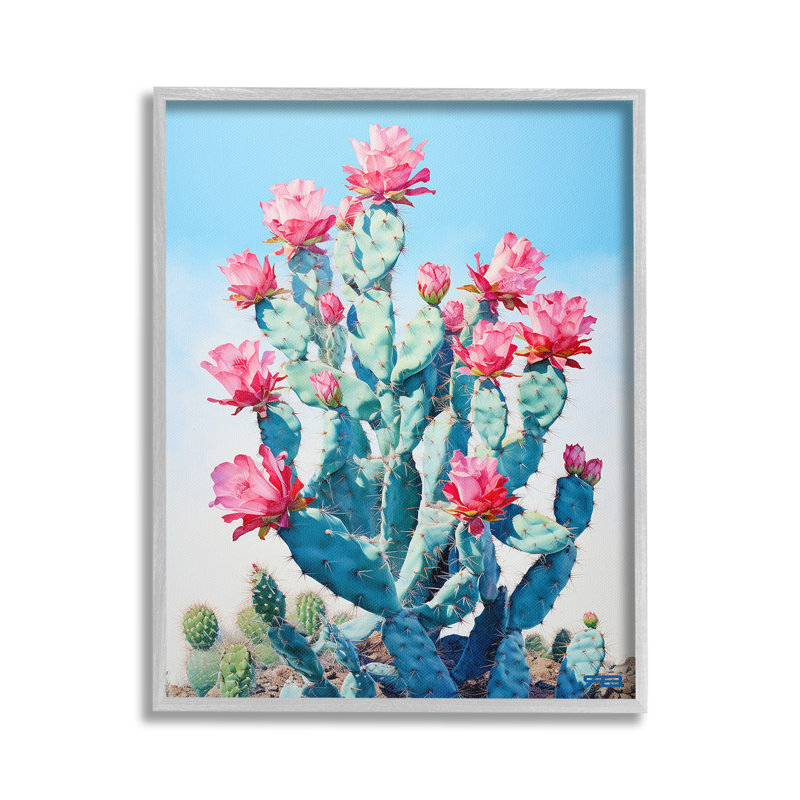 Fleurs de cactus du Sud-Ouest, estampe numérique encadrée par RB, H 30 po x l 24 po, Estampe numérique Farmhouse