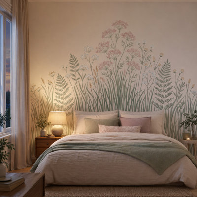 Papier peint amovible aquarelle botanique Wildflower Meadow