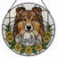 Panneau de vitrail 12 "H Dog Flowers-32831688