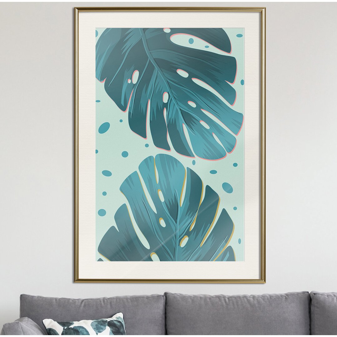 Gerahmter Grafikdruck Pastel Monstera Leaves