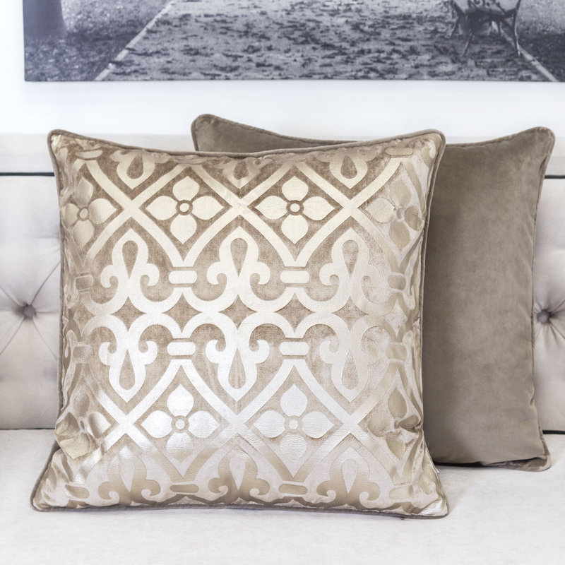  Square Velvet Pillow Cover & Insert, Mocha