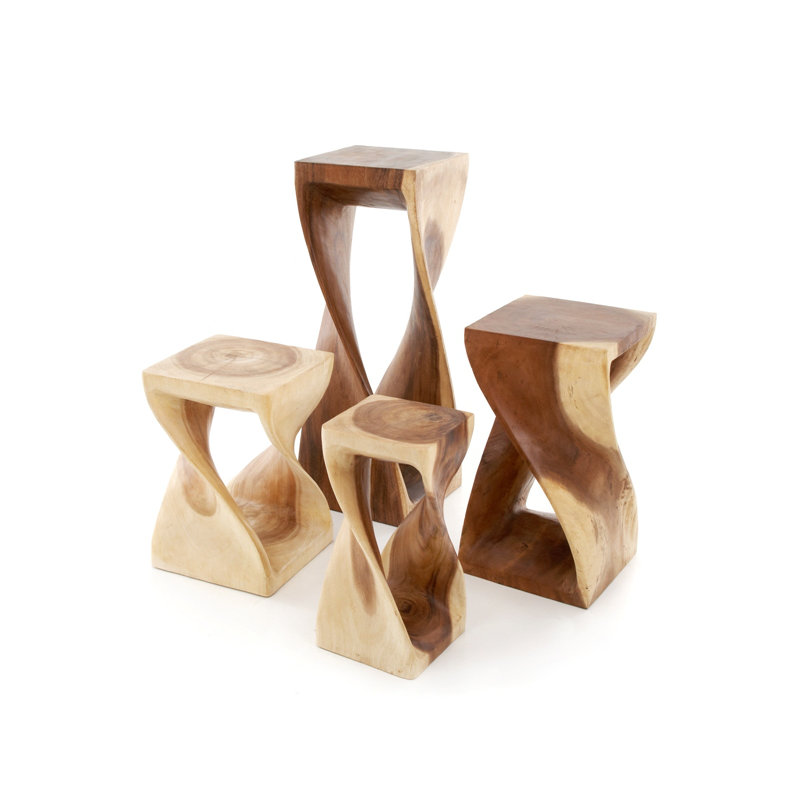 Alvo Solid Wood Accent Stool, Clear