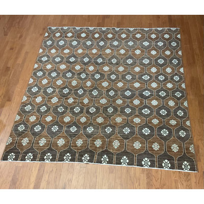 Hand Knotted Afghan Vegetable Dye Oushak Rug 8'4" x 9'4"