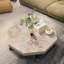 Table basse octogonale en bois à motif de patchwork rétro 30 pouces
