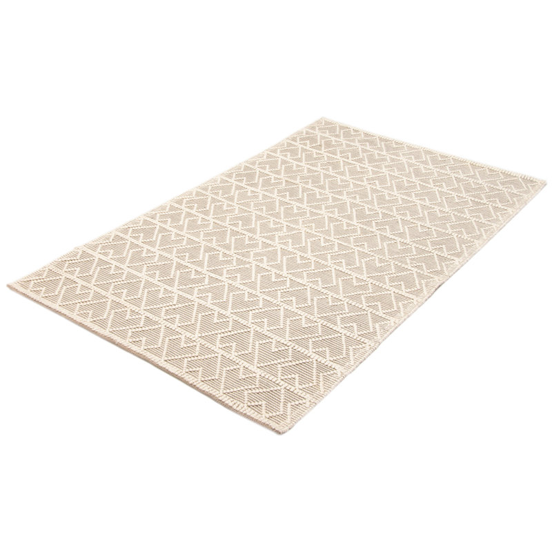 Tapis unique en laine crème / gris 5 pi x 8 pi 2 po Demarion