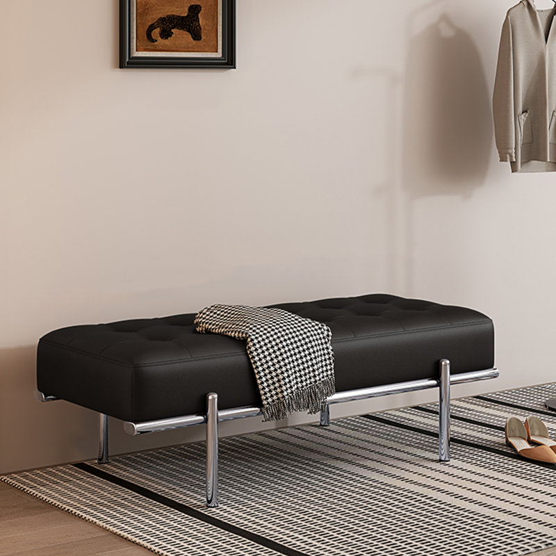 Banc rembourré, H 15,75 po x l 39,37 po x P 17,52 po, Noir