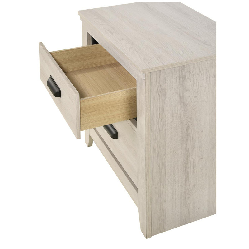 Javas 2 - Drawer Solid Wood Nightstand, Beige