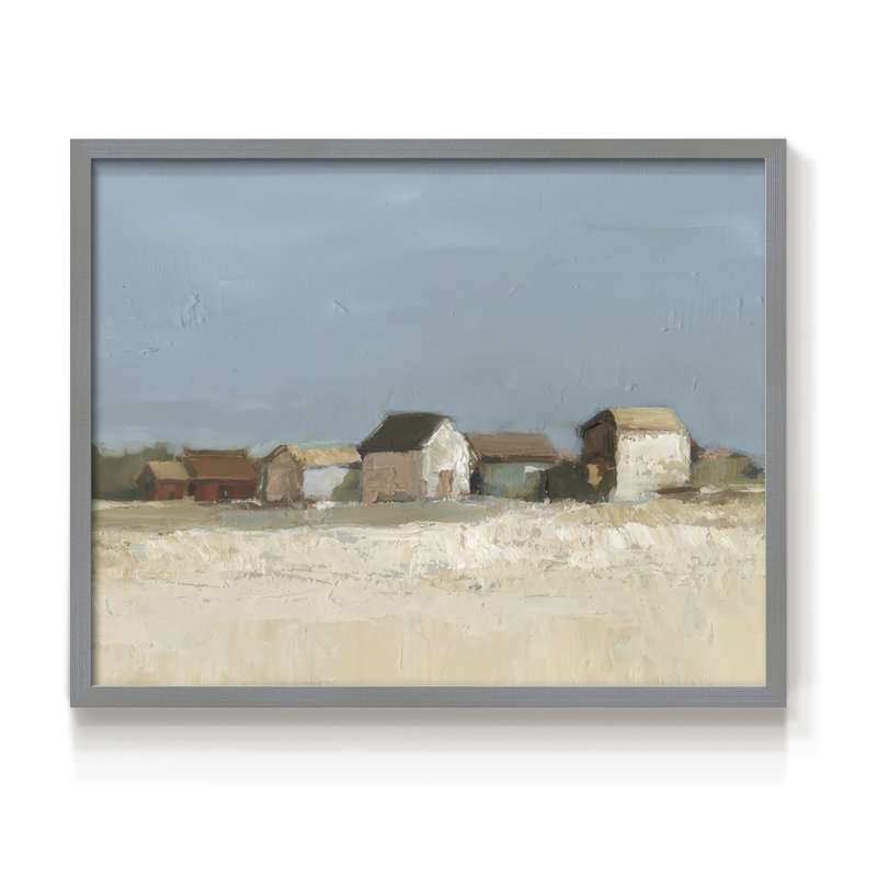 Seafront Shanties II -Framed Print - Restickable, H 8 po x l 10 po, Gris