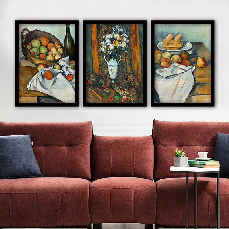 Superbe ensemble de peintures décoratives encadrées (3 pièces) de 21,7 po x 29,5 po chacune | Cadre 100% bois avec polystyrène de 0,8 pouce | Impression numérique UV | Parfait pour la décoration murale de salon, de bureau et de galerie