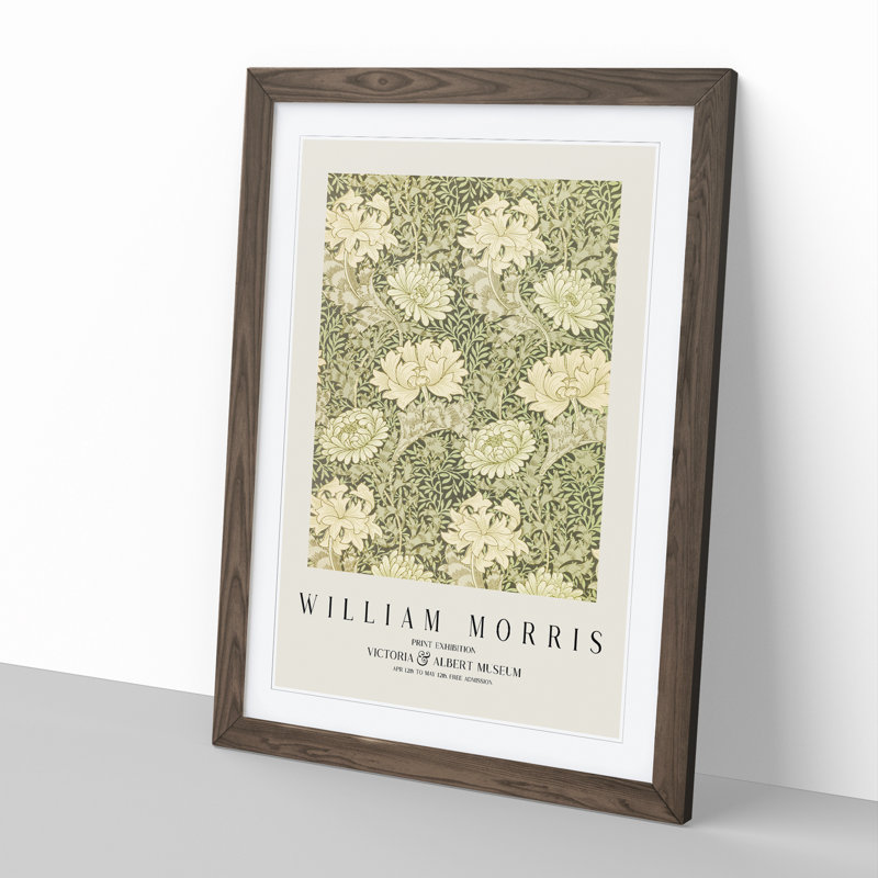 Chrysanthemum by William Morris - Picture Frame Art Prints, Walnut, 36cm H x 27cm W x 2cm D