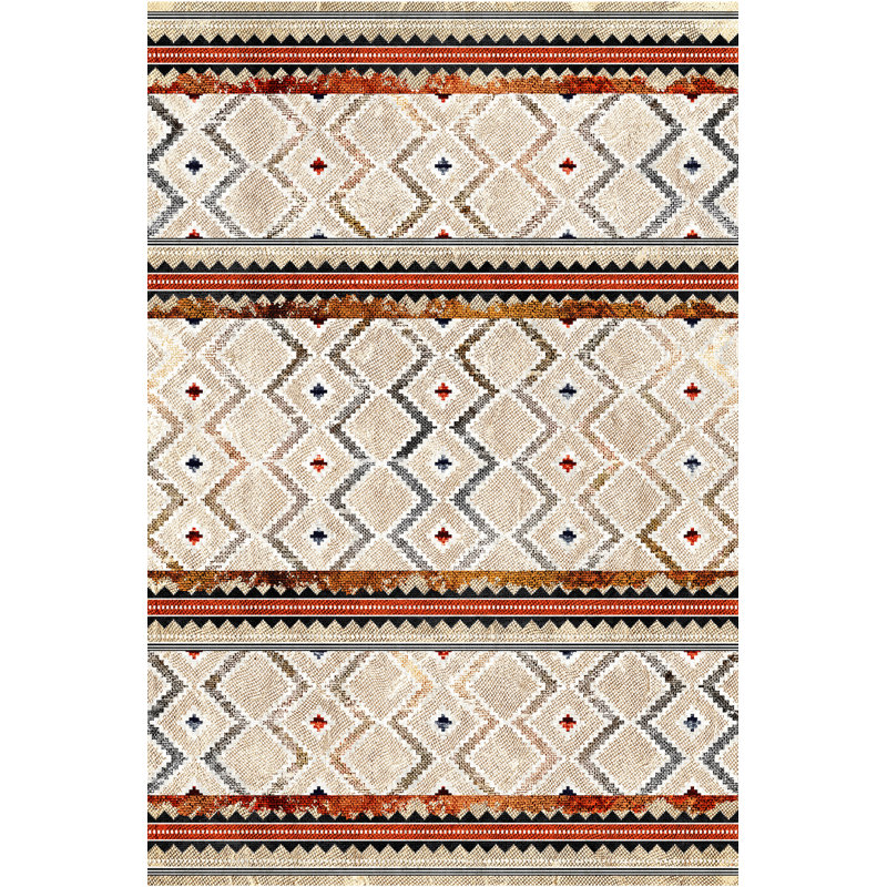 Tapis décoratif moderne à motif géométrique beige, Rectangle 4 pi 11,06 po x 7 pi 6,55 po