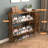 Narrow Shoe Organizer In Rustic Brown With 2 Flip Drawers And Top Fence For Keys, Freestanding Rack Hallway, Easy To Assemble Safe - Tipping Device Storage Cabinet, Entryway Mirror Adjustable Panels,
