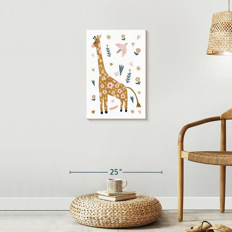 Adorable girafe scandinave sur toile, H 24 po x l 16 po x P 1,25 po