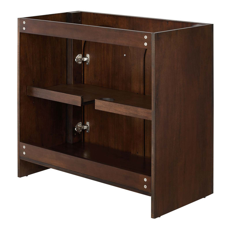 Appia 36" Walnut Bathroom Vanity Cabinet with Arched Doors