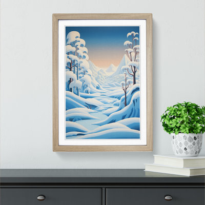 Winter Landscape Hard Edge - Single Picture Frame Print on Wood