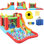 Maison gonflable gonflable avec panier de basketball, grande fosse à balles, longue glissade, château gonflable avec ventilateur