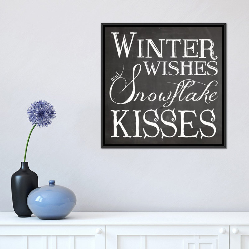 «Christmas Chalk V», art textuel sur toile, H 18 po x l 18 po x P 1,5 po, Toile avec cadre noir, Pas de tapis