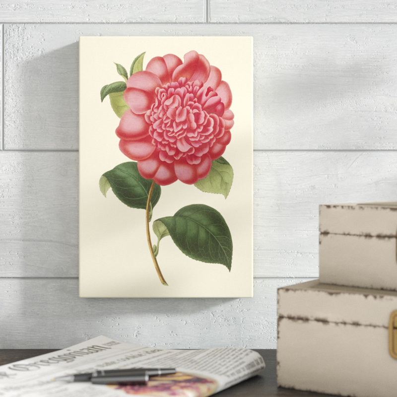 «Camellia Garden I», peinture sur toile, H 12 po x l 8 po