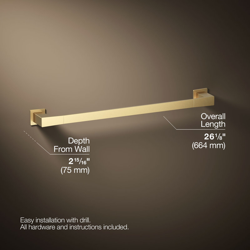 Honesty Towel Bar, 24"W, Vibrant Brushed Moderne Brass