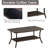Outdoor Wicker Coffee Table, Patio Coffee Table With 2-Tier Storage Shelf With PP Board For Patio Conversation Set