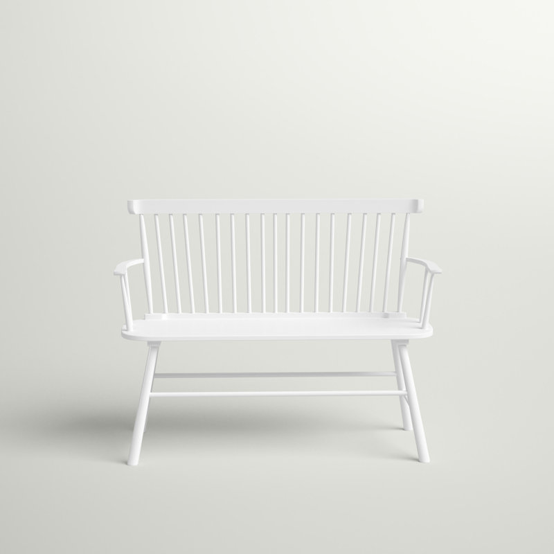 Farmhouse White Painted Solid Wood Entryway Bench