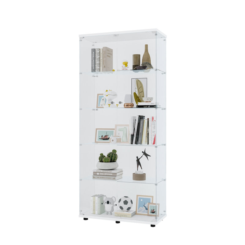 Vitrine à deux portes avec 5 tablettes, Blanc