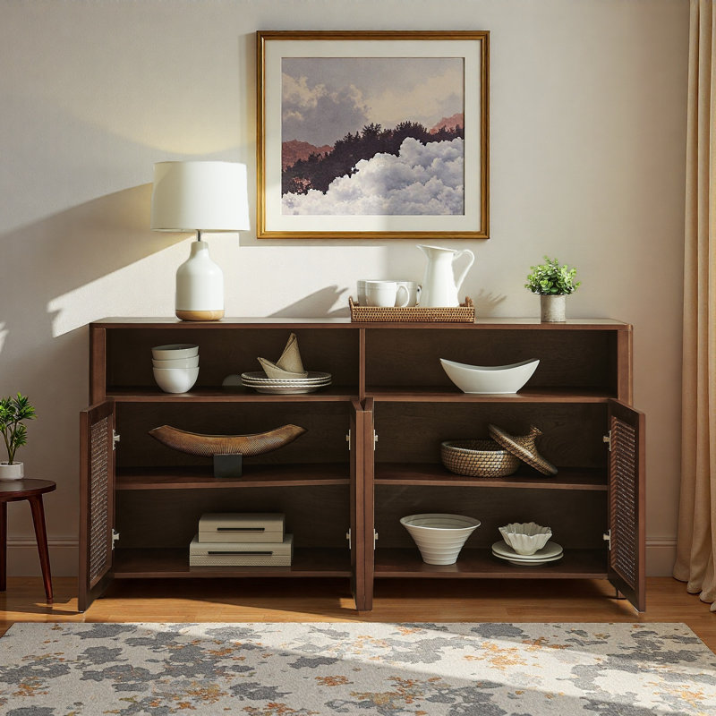 Armoire de rangement 63 po Mid-Century, Tanné