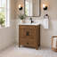 Meuble-lavabo de 76 cm avec lavabo en céramique et rangement dissimulé (sans robinetterie) - Brun-1869364595-1869375472