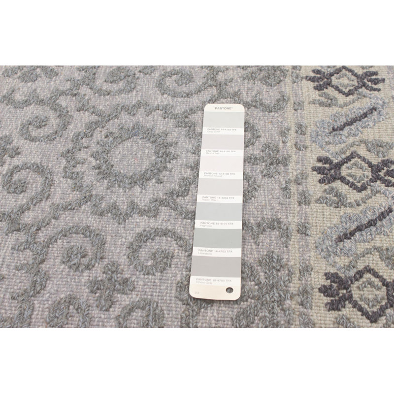 Tapis gris clair en laine tissé à plat Kerensa