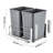 Pull-Out Trash Can, 35 QT x2 Double Under Mount Kitchen Waste Container, Heavy-Duty Garbage Recycling Bin with Door Kit and Soft Close Slide, Sink, Under Counter (Grey), Designed for Kitchen Cabinet-117497780