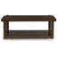 Table basse Kemu, plateau rectangulaire de 50 pouces de haut avec tablette inférieure, brun foncé