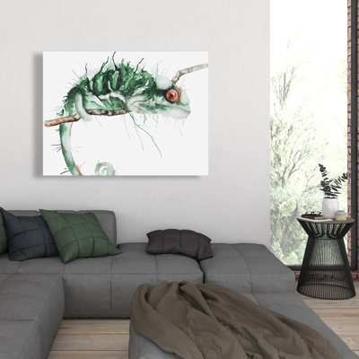 Chameleon on the Lookout - Green Canvas Home Decor Art